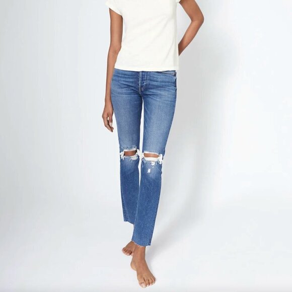 Re/Done Originals High Rise Ankle Crop Jeans - Picture 1 of 11